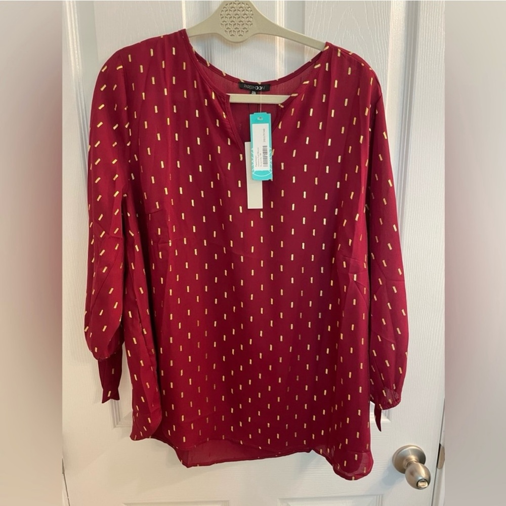 Papermoon Stitch Fix Maroon Blouse with Gold